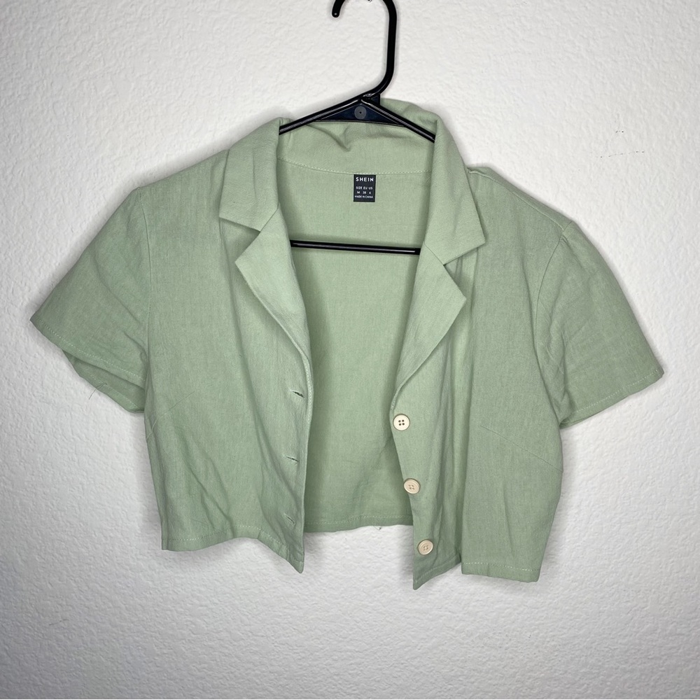 SHEIN Light Green Button Down Shirt